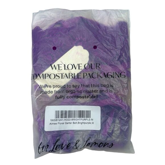For Love & Lemons Aimee Floral Garter Belt - Size Medium - Bright Purple - Picture 8 of 8